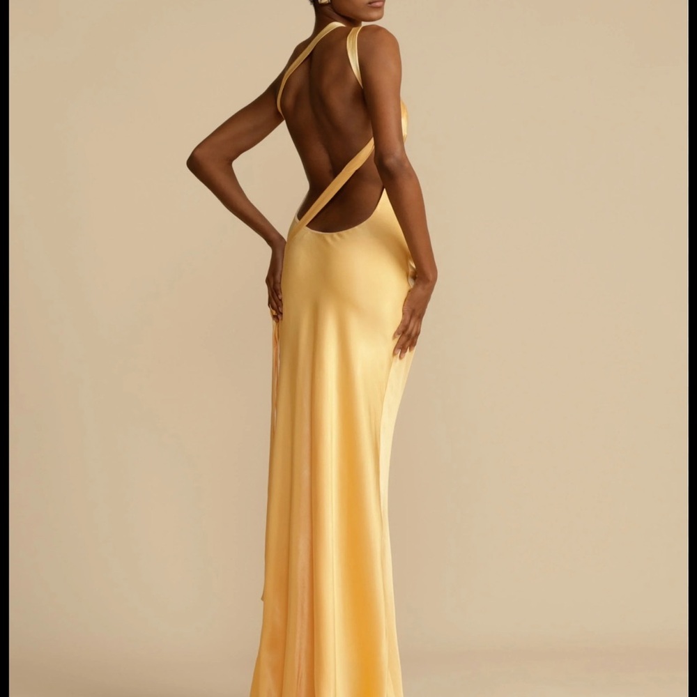Gold/Yellow Backless Halter Gown